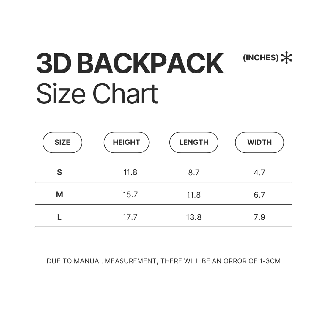 3D Backpack Size Chart - Gurren Lagann UK Shop
