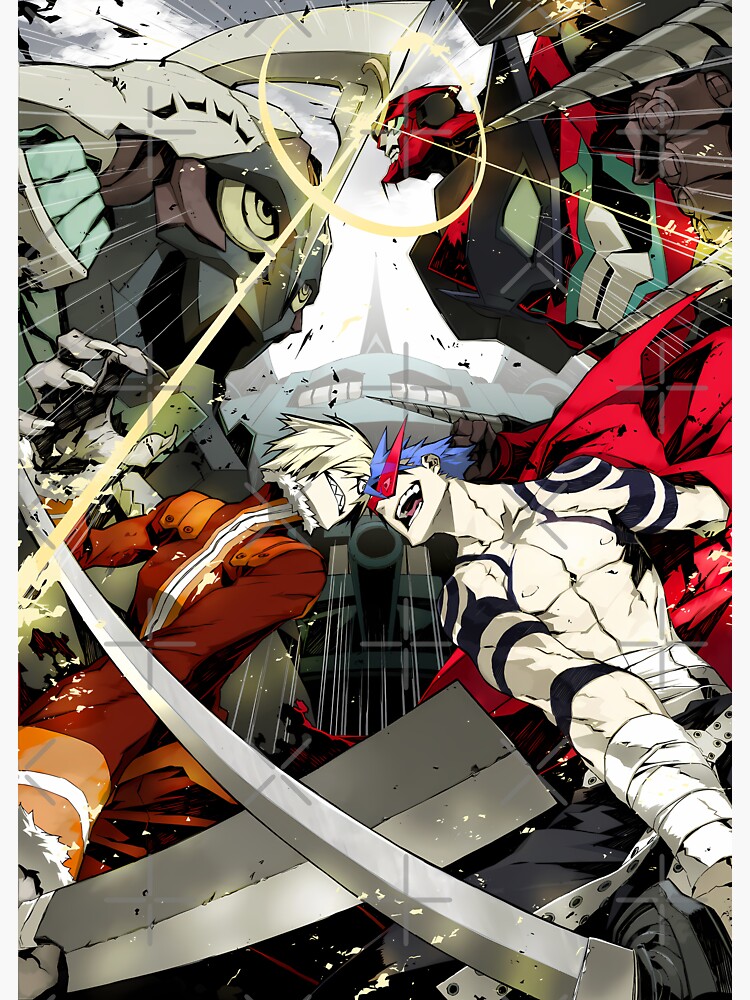 Kamina Gurren Lagann Mecha Clash Dynamic Spiral Scene Throw Pillow - Image 2