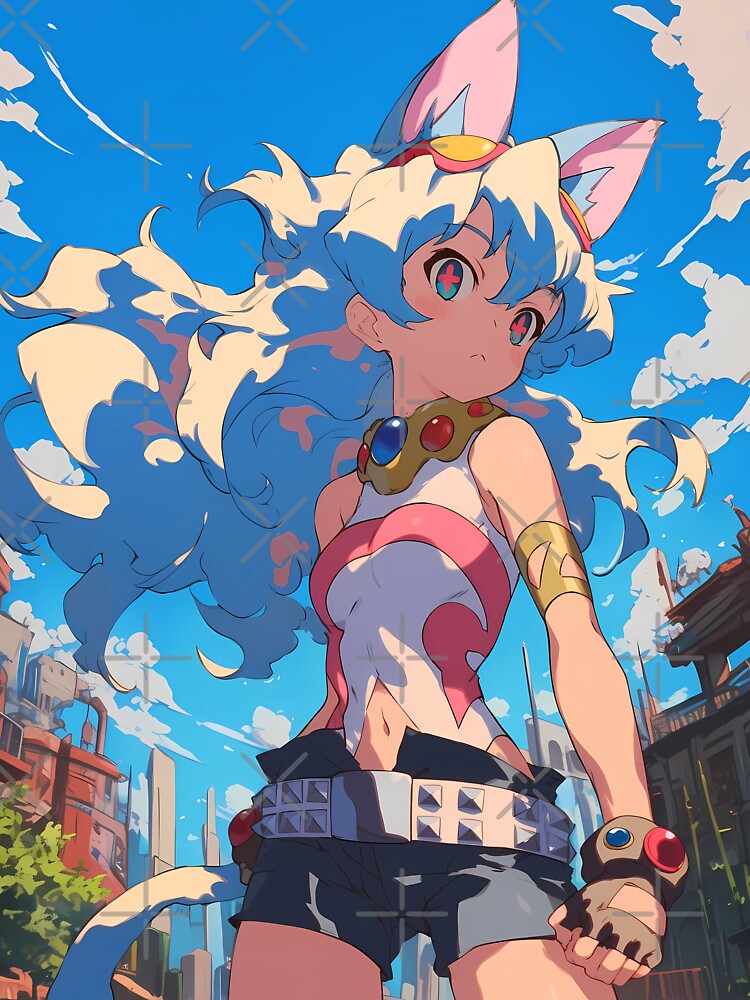Nia Teppelin Gurren Lagann Anime Girl Fantasy City Bright Blue Outdoors Shower Curtain - Image 2