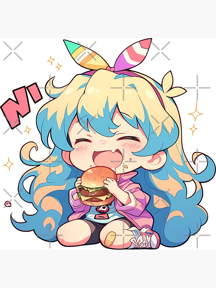 Nia Teppelin Niateppelin Gurren Lagann Chibi Kawaii Burger Anime Girl Joyful Bright Charm Tapestry - Image 2
