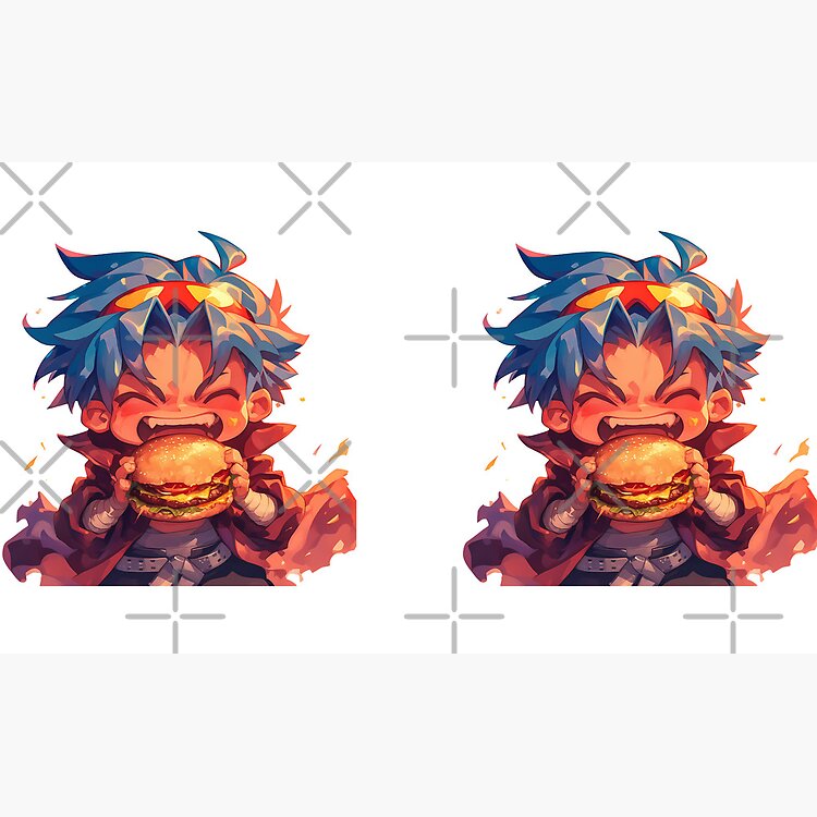 Kamina Gurren Lagann Anime Chibi Kawaii Burger Fiery Blue Hair Mug - Image 3