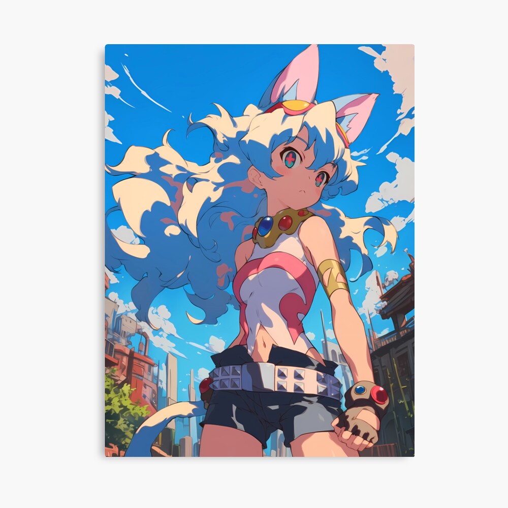 Nia Teppelin Gurren Lagann Anime Girl Fantasy City Bright Blue Outdoors Poster