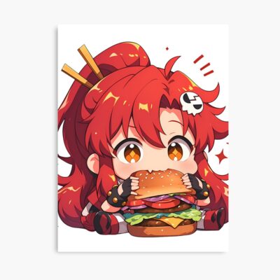 Yoko Littner Gurren Lagann Chibi Kawaii Burger Bite Poster