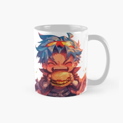 Kamina Gurren Lagann Anime Chibi Kawaii Burger Fiery Blue Hair Mug