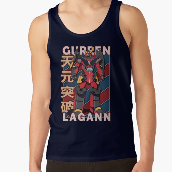Gurren Lagann Vintage Stripe Design Tank Top - Image 5