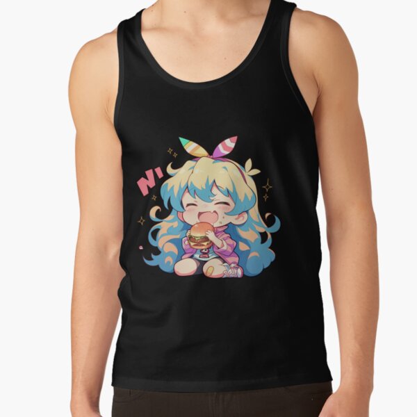 Nia Teppelin Niateppelin Gurren Lagann Chibi Kawaii Burger Anime Girl Joyful Bright Charm Tank Top - Image 3