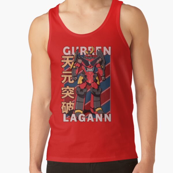 Gurren Lagann Vintage Stripe Design Tank Top - Image 4