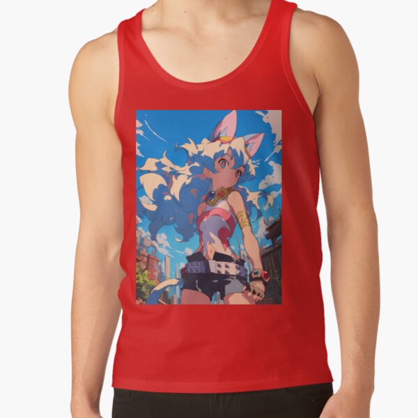 Nia Teppelin Gurren Lagann Anime Girl Fantasy City Bright Blue Outdoors Tank Top