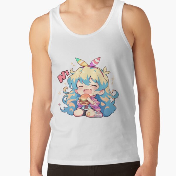Nia Teppelin Niateppelin Gurren Lagann Chibi Kawaii Burger Anime Girl Joyful Bright Charm Tank Top - Image 2