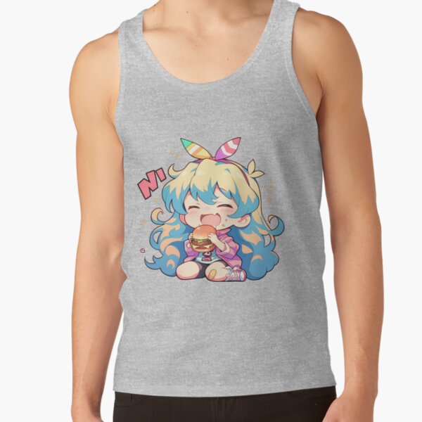 Nia Teppelin Niateppelin Gurren Lagann Chibi Kawaii Burger Anime Girl Joyful Bright Charm Tank Top - Image 4