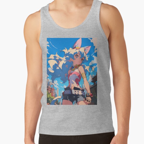 Nia Teppelin Gurren Lagann Anime Girl Fantasy City Bright Blue Outdoors Tank Top - Image 4