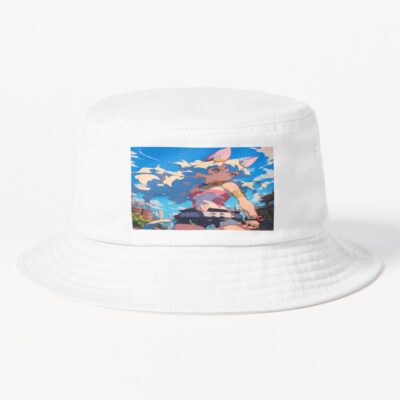 Nia Teppelin Gurren Lagann Anime Girl Fantasy City Bright Blue Outdoors Bucket Hat