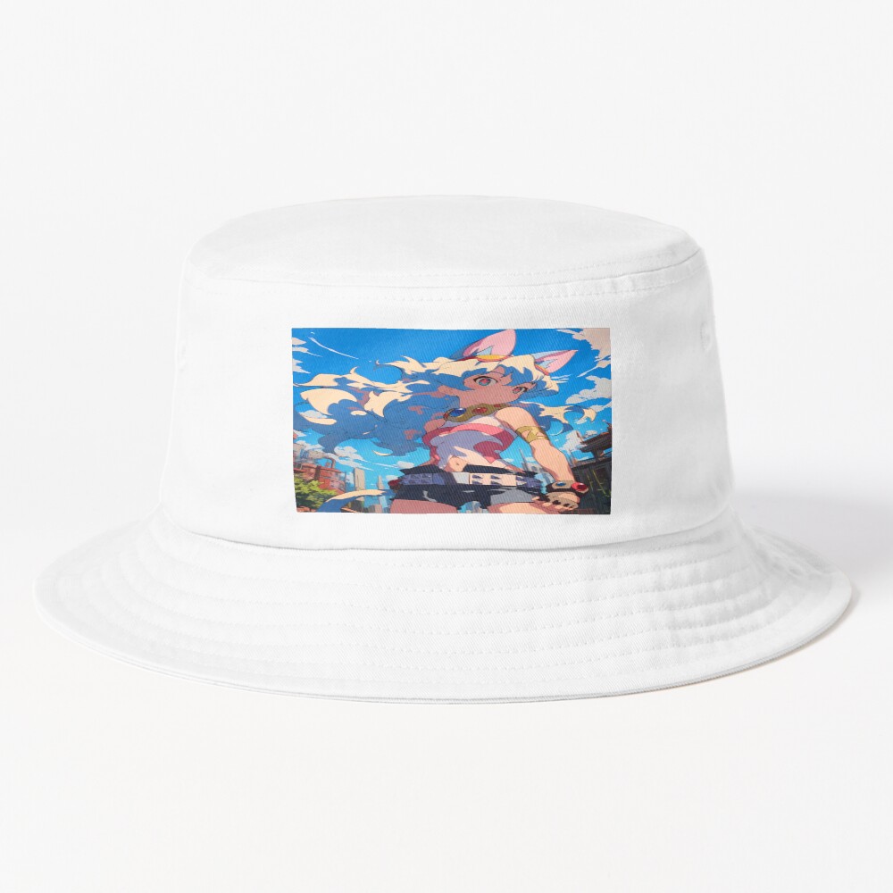 Nia Teppelin Gurren Lagann Anime Girl Fantasy City Bright Blue Outdoors Bucket Hat
