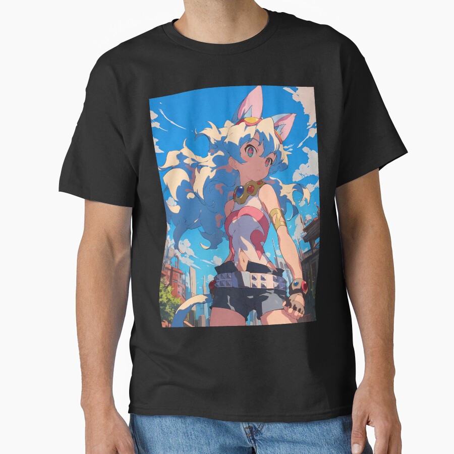 Nia Teppelin Gurren Lagann Anime Girl Fantasy City Bright Blue Outdoors T-shirt - Image 3