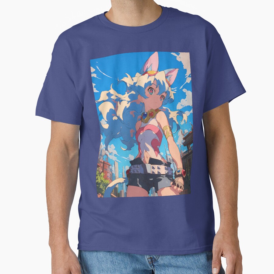 Nia Teppelin Gurren Lagann Anime Girl Fantasy City Bright Blue Outdoors T-shirt - Image 5
