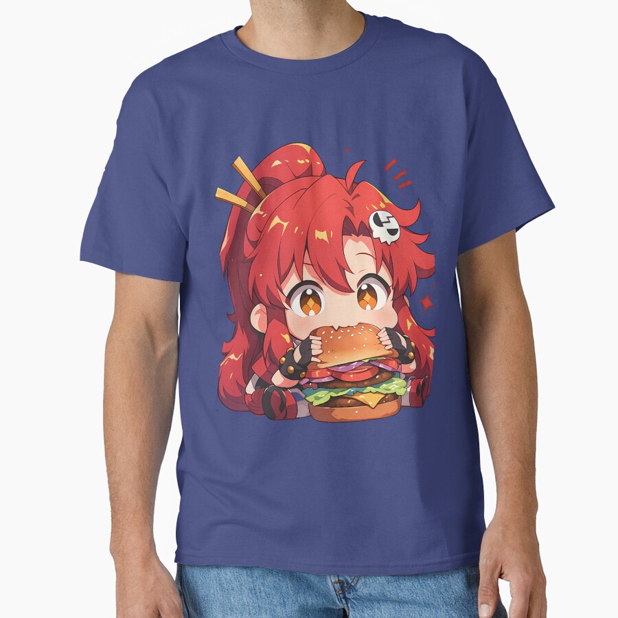 Yoko Littner Gurren Lagann Chibi Kawaii Burger Bite T-shirt - Image 4