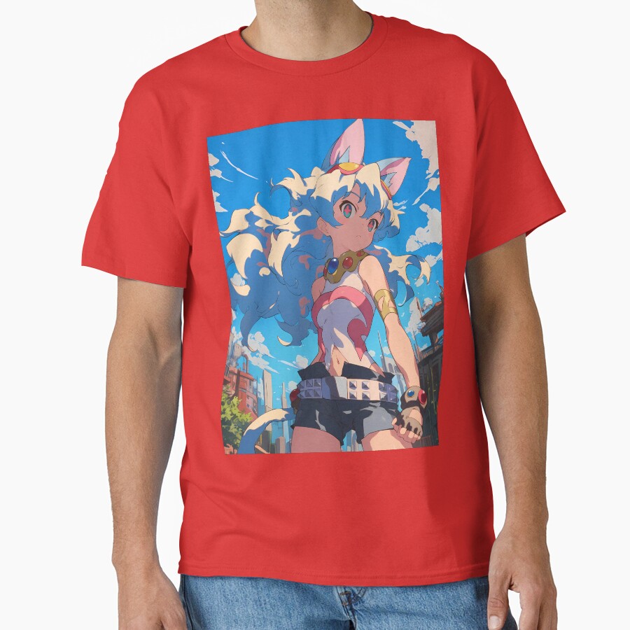 Nia Teppelin Gurren Lagann Anime Girl Fantasy City Bright Blue Outdoors T-shirt - Image 6