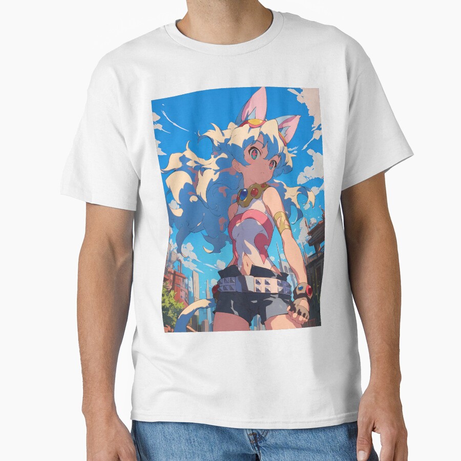 Nia Teppelin Gurren Lagann Anime Girl Fantasy City Bright Blue Outdoors T-shirt - Image 2