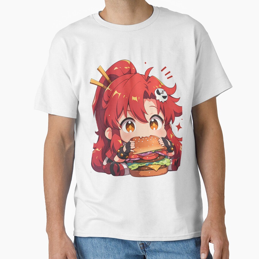 Yoko Littner Gurren Lagann Chibi Kawaii Burger Bite T-shirt - Image 2