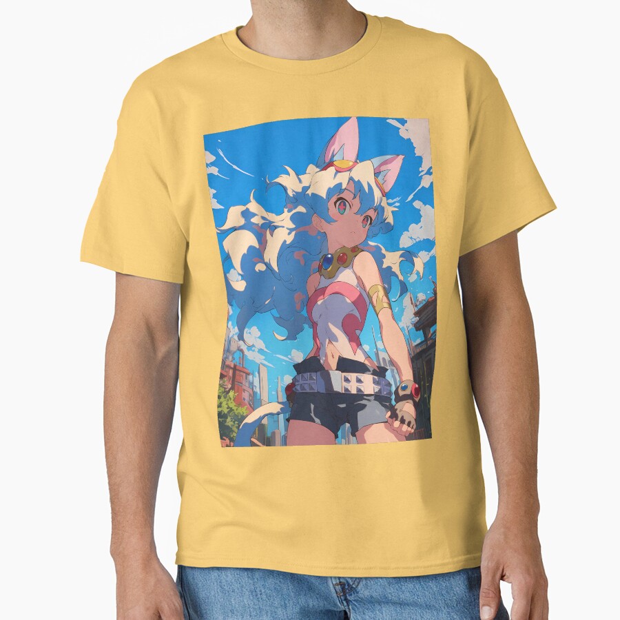 Nia Teppelin Gurren Lagann Anime Girl Fantasy City Bright Blue Outdoors T-shirt