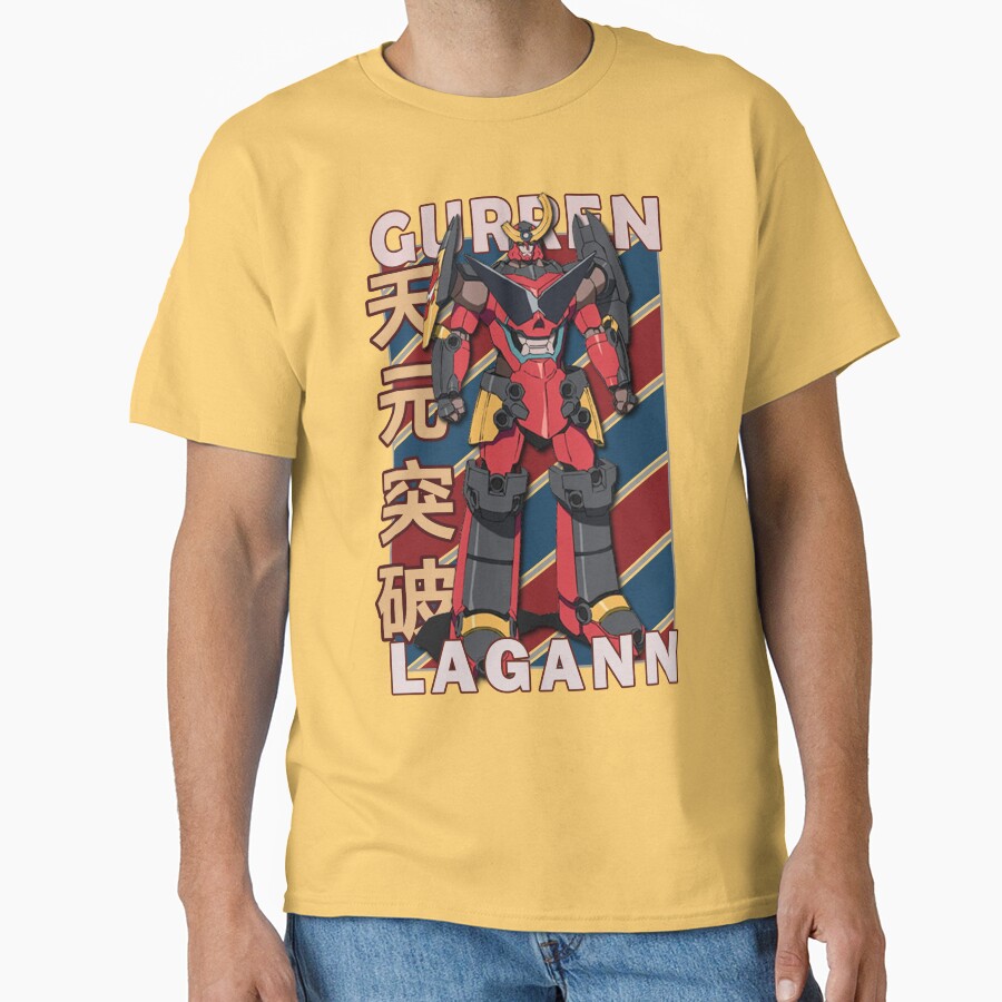 Gurren Lagann Vintage Stripe Design T-shirt - Image 6