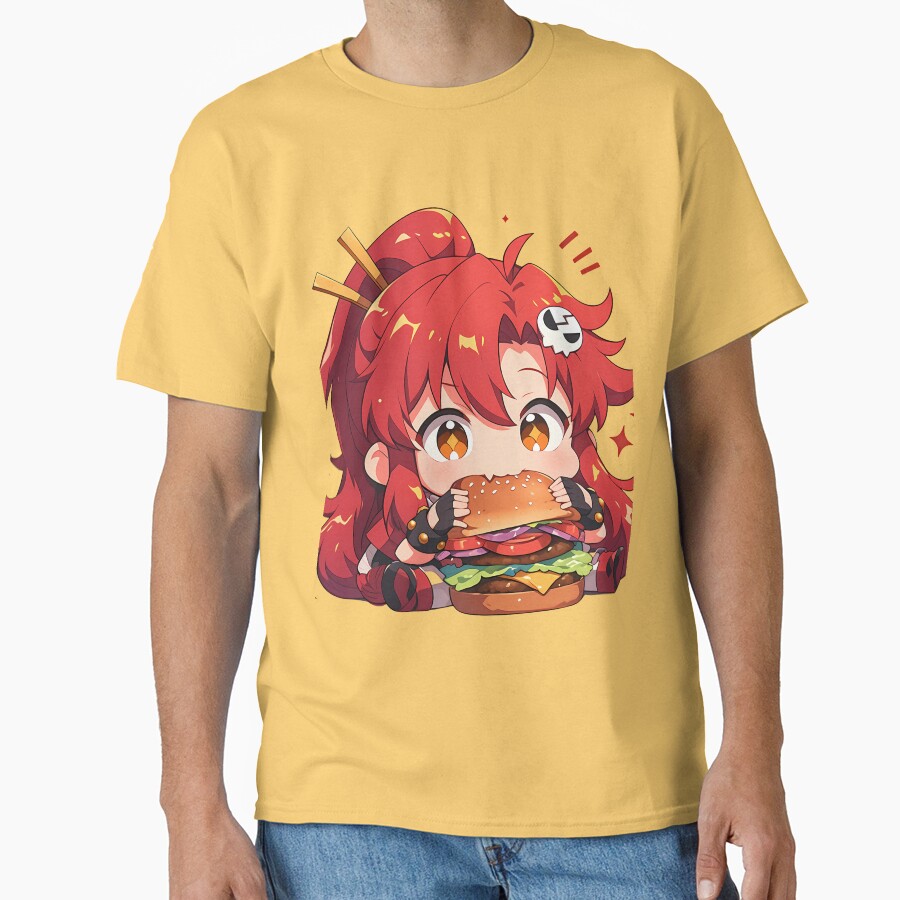 Yoko Littner Gurren Lagann Chibi Kawaii Burger Bite T-shirt - Image 6