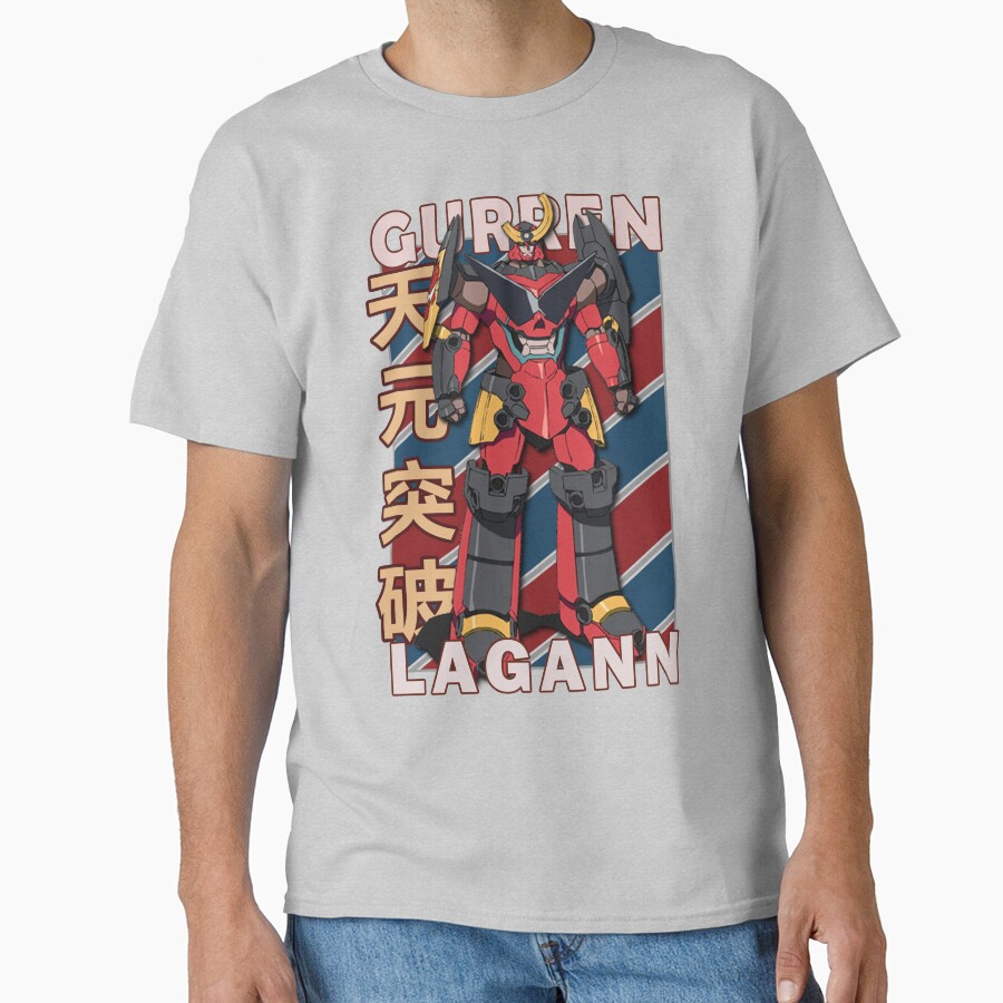 Gurren Lagann Vintage Stripe Design T-shirt - Image 3