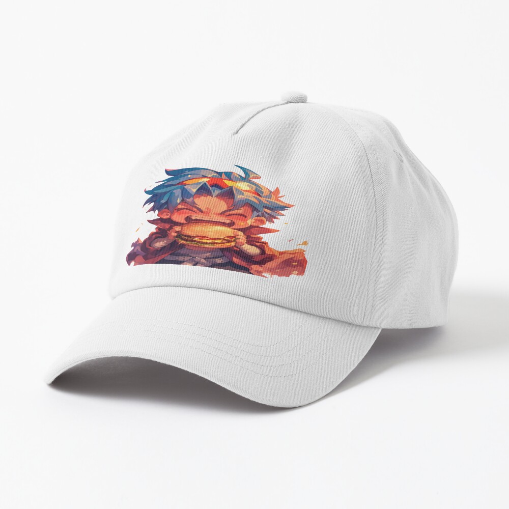 Kamina Gurren Lagann Anime Chibi Kawaii Burger Fiery Blue Hair Cap