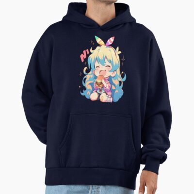Nia Teppelin Niateppelin Gurren Lagann Chibi Kawaii Burger Anime Girl Joyful Bright Charm Hoodie