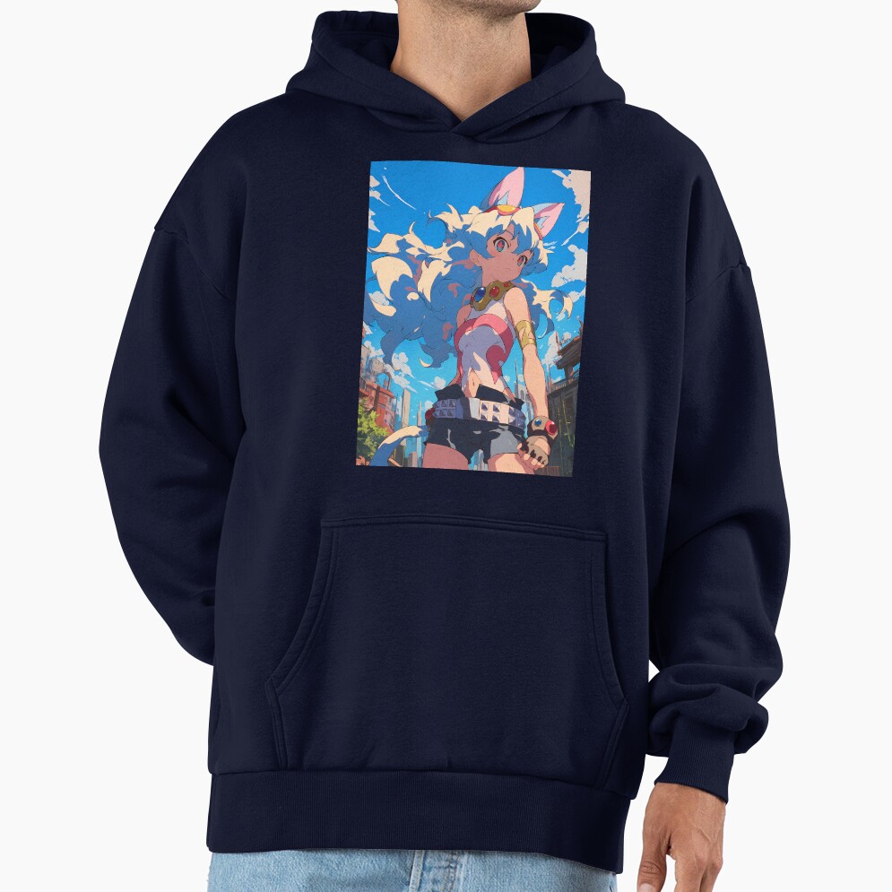 Nia Teppelin Gurren Lagann Anime Girl Fantasy City Bright Blue Outdoors Hoodie - Image 5