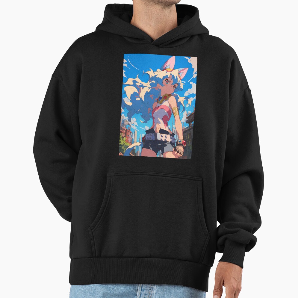 Nia Teppelin Gurren Lagann Anime Girl Fantasy City Bright Blue Outdoors Hoodie - Image 2