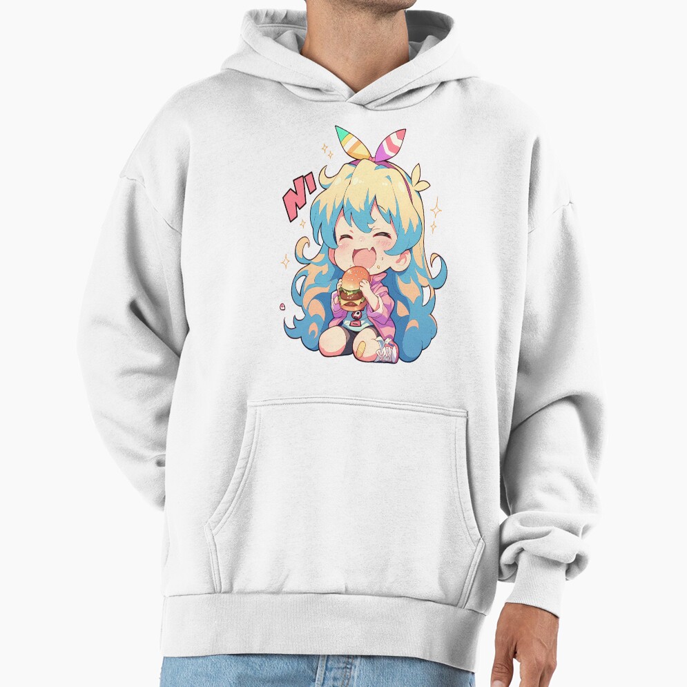 Nia Teppelin Niateppelin Gurren Lagann Chibi Kawaii Burger Anime Girl Joyful Bright Charm Hoodie - Image 2
