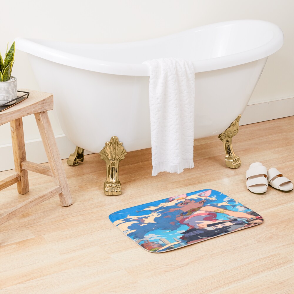 Nia Teppelin Gurren Lagann Anime Girl Fantasy City Bright Blue Outdoors Bath Mat - Image 2