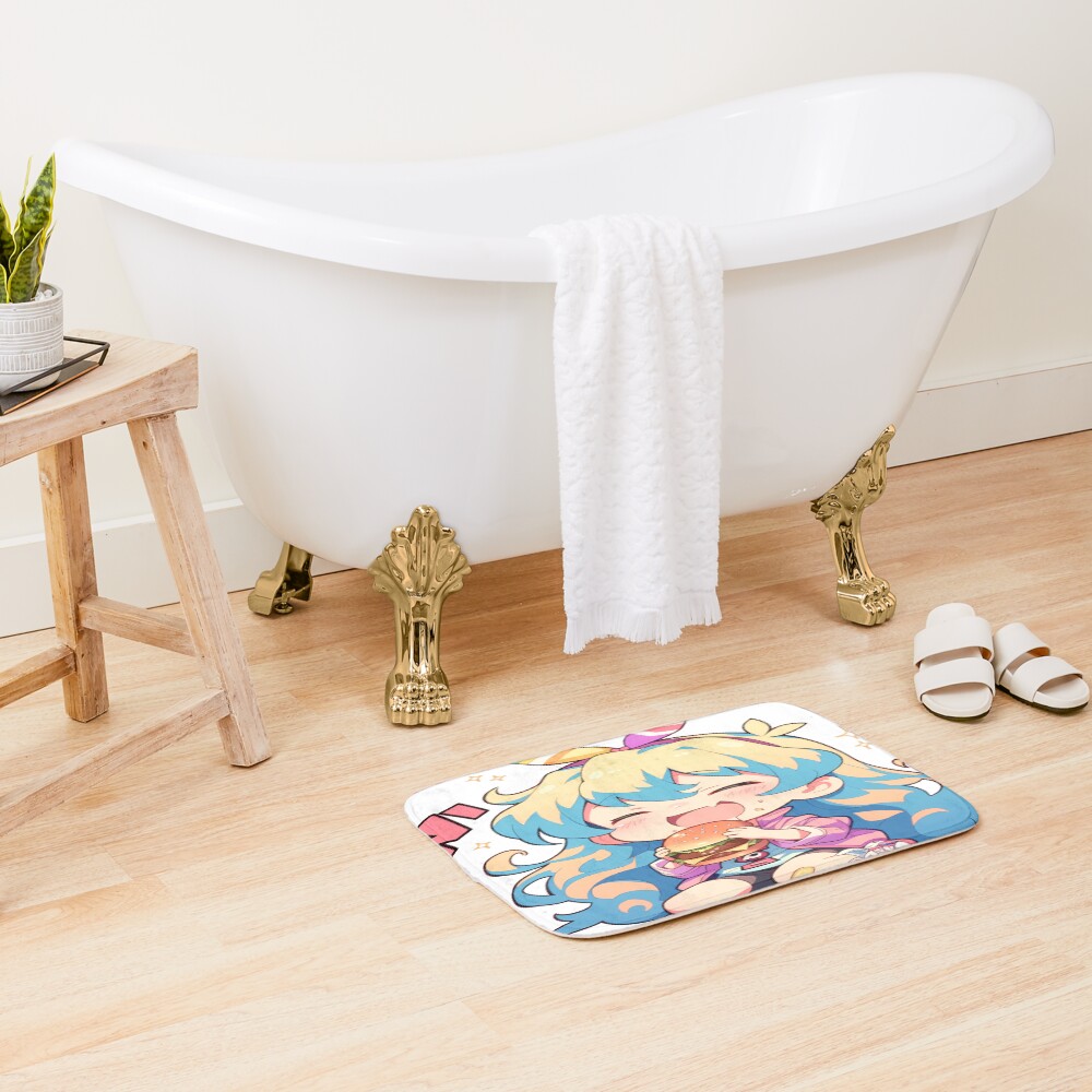 Nia Teppelin Niateppelin Gurren Lagann Chibi Kawaii Burger Anime Girl Joyful Bright Charm Bath Mat - Image 2