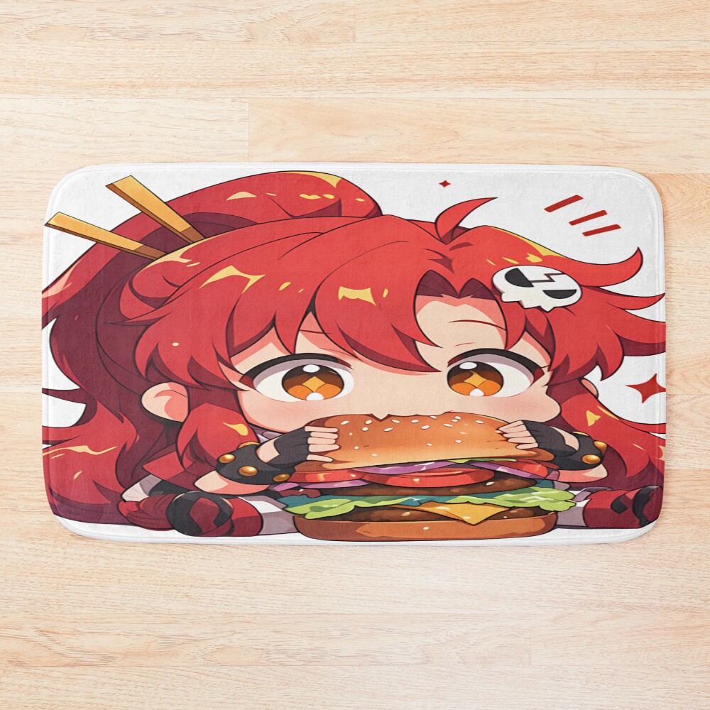 Yoko Littner Gurren Lagann Chibi Kawaii Burger Bite Bath Mat