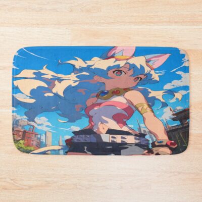 Nia Teppelin Gurren Lagann Anime Girl Fantasy City Bright Blue Outdoors Bath Mat