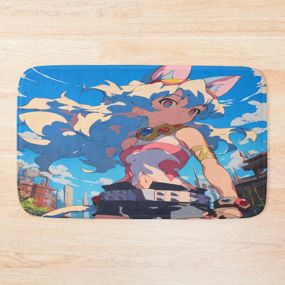 Nia Teppelin Gurren Lagann Anime Girl Fantasy City Bright Blue Outdoors Bath Mat
