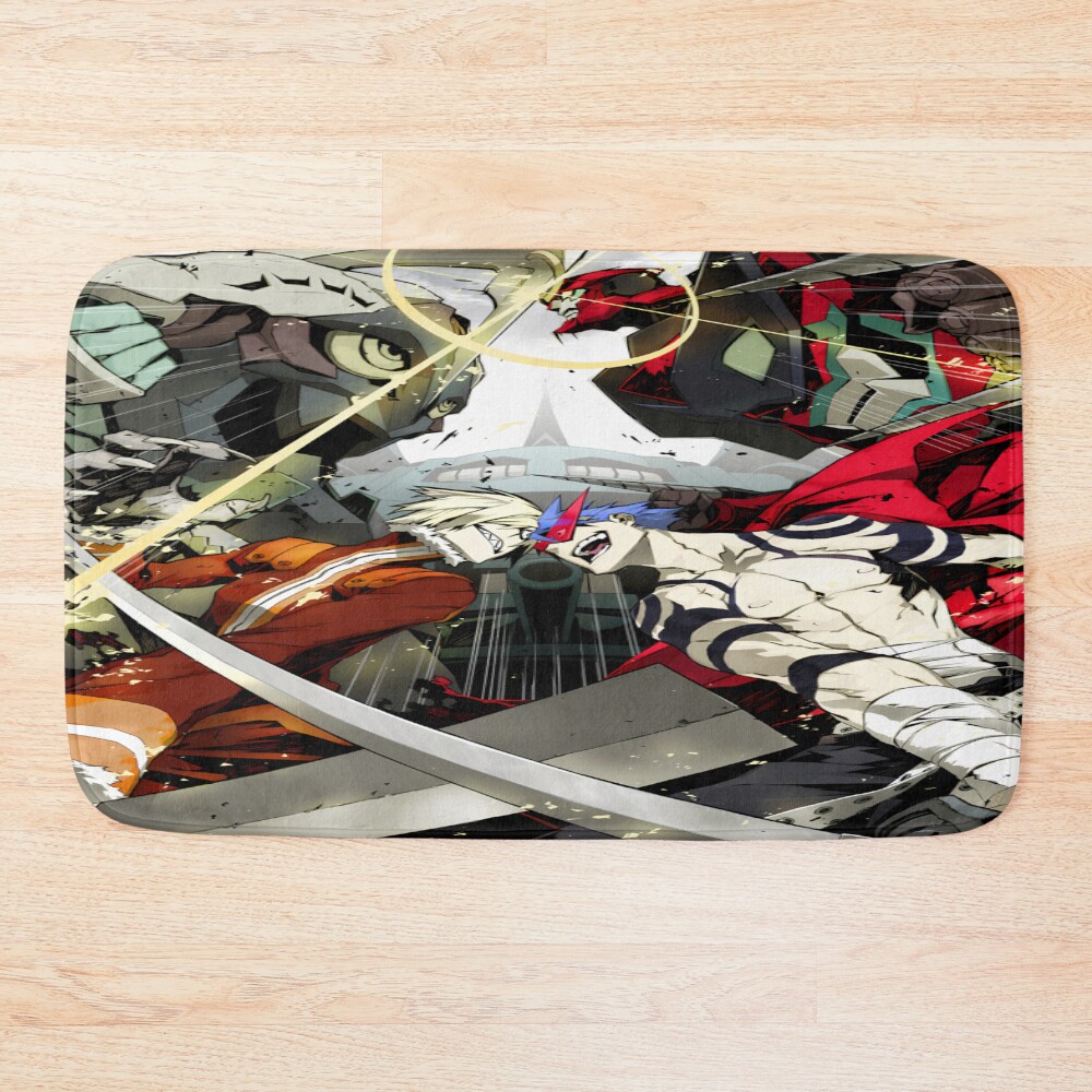 Kamina Gurren Lagann Mecha Clash Dynamic Spiral Scene Bath Mat