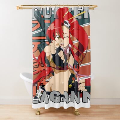 Yoko Littner Gurren Lagann Retro Stripe Design Shower Curtain