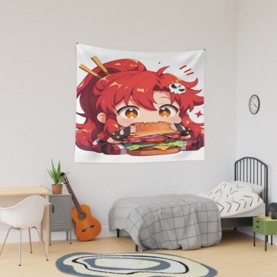 Yoko Littner Gurren Lagann Chibi Kawaii Burger Bite Tapestry