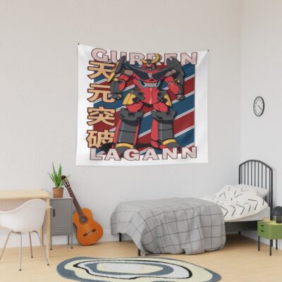 Gurren Lagann Vintage Stripe Design Tapestry