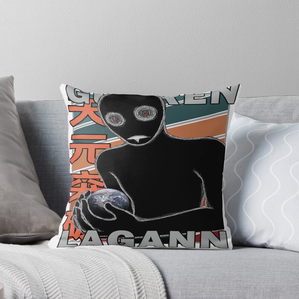 Antispiral Gurren Lagann Retro Stripe Design Throw Pillow