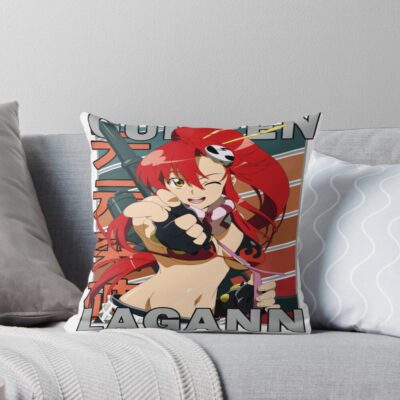 Yoko Littner Gurren Lagann Retro Stripe Design Throw Pillow